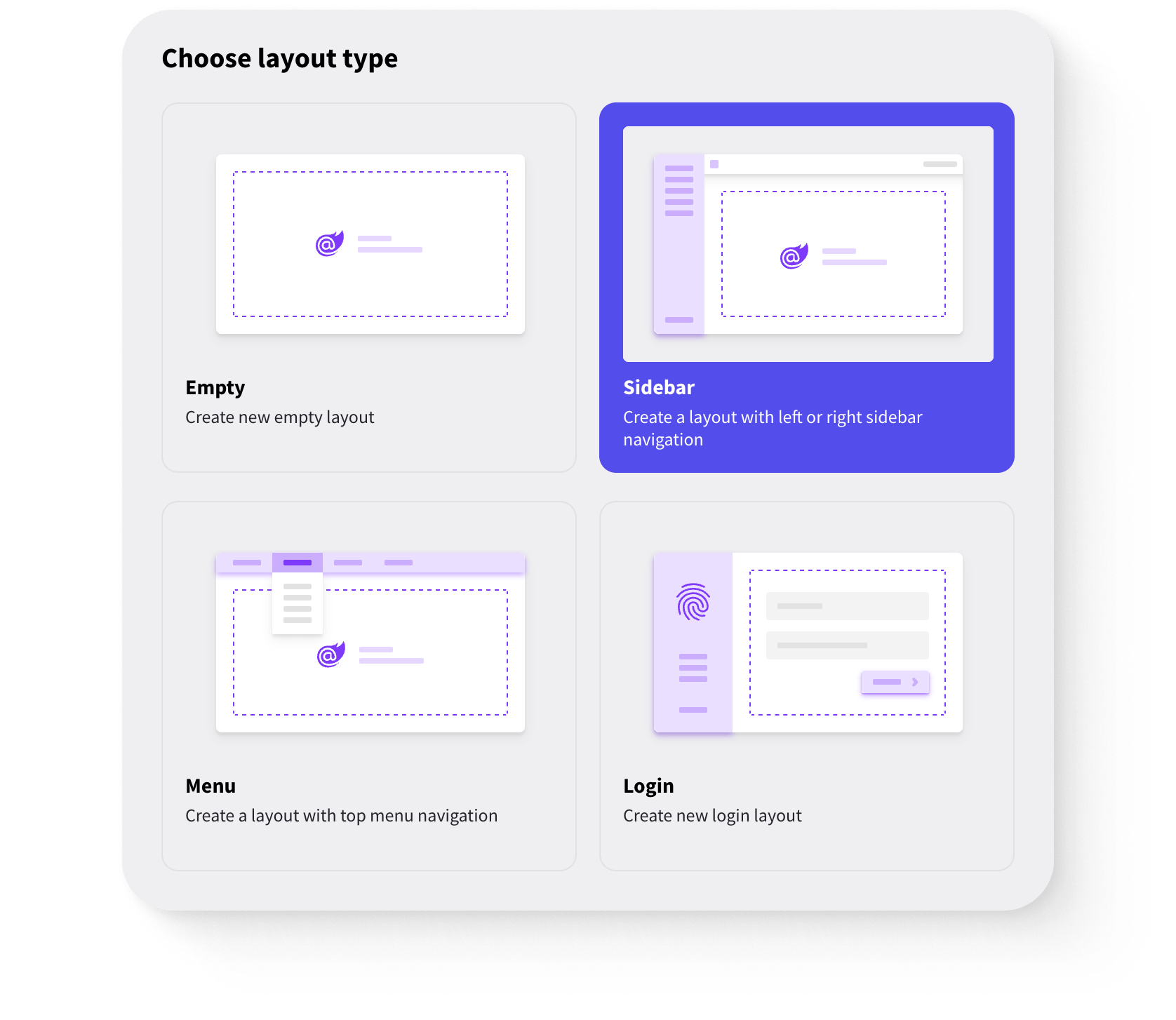 Radzen Blazor Studio - choose layout type