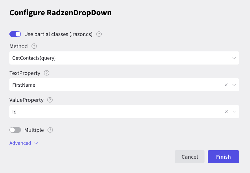 Radzen Blazor Studio - Data Binding Configuration Wizards