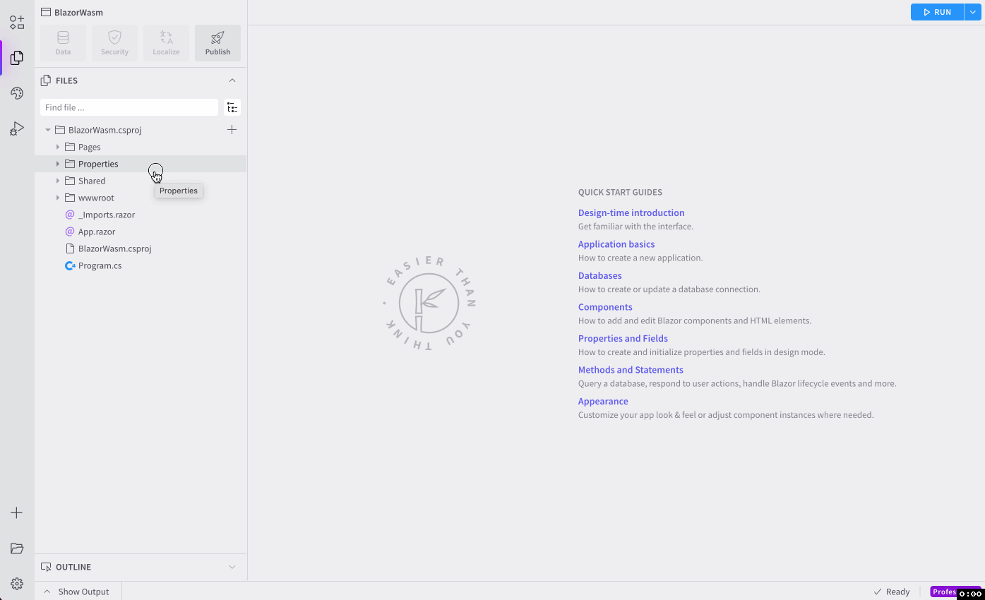 Start debugging and set a breakpoint