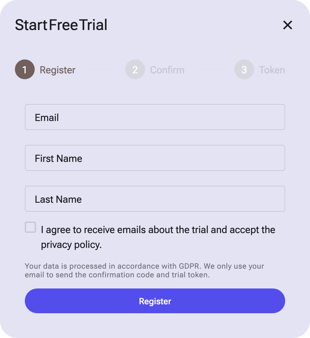 Step 1: Registration form