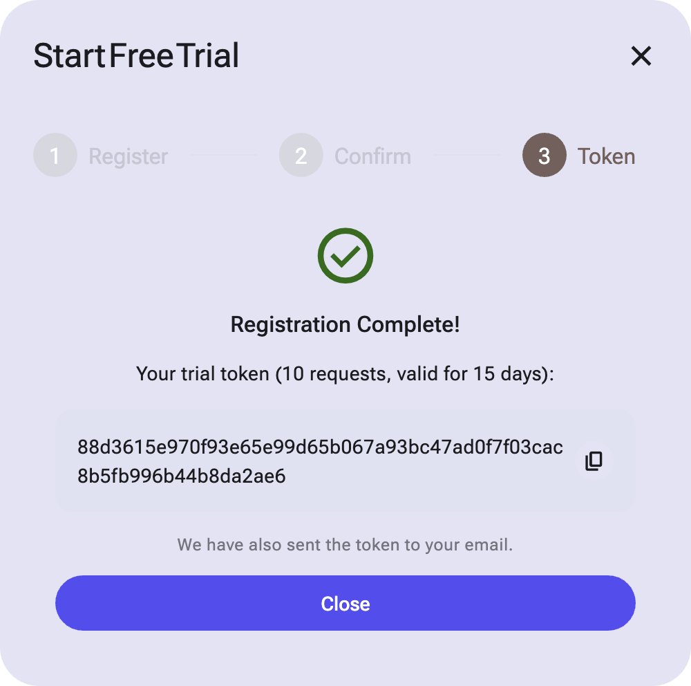 Step 3: Trial key display